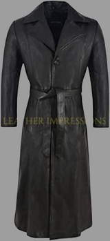  leather coat, leather long coat, leahter trench coat, leather overcoat