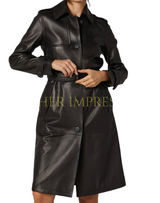  leather coat, leather long coat, leahter trench coat, leather overcoat, leather long coat