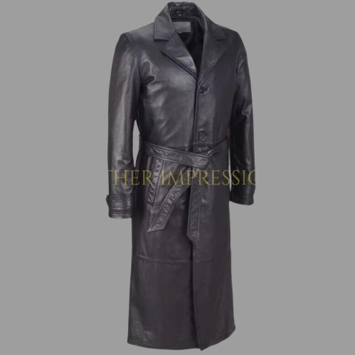  leather coat, leather long coat, leahter trench coat, leather overcoat