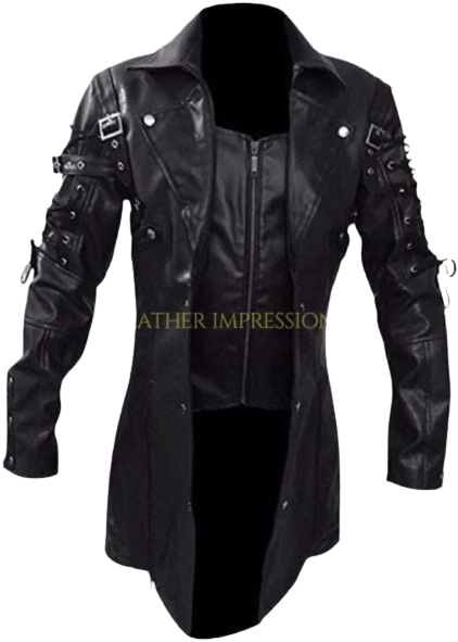  leather coat, leather long coat, leahter trench coat, leather overcoat