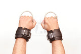 leather suspension cuffs, suspension cuffs, leather wrist cuffs, bondage suspension cuffs, bdsm suspension cuffs, leather bondage wrist cuffs