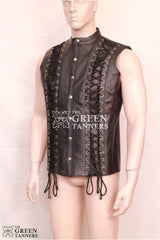 leather biker vest, mens biker vest, leather motorcycle vest, sleeveless vest