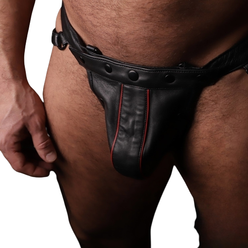 leather jockstrap, leather bondage jockstrap, bdsm jockstrap, leather bondage underwear, gay leather jockstrap, gay jockstrap, gay jockstrap fetish