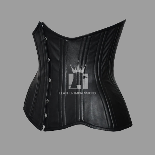 leather corset, leather underbust corset, black underbust corset