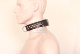 leather bdsm collar, leather bondage collar, leather slave collar, leather neck restraint, slave collar