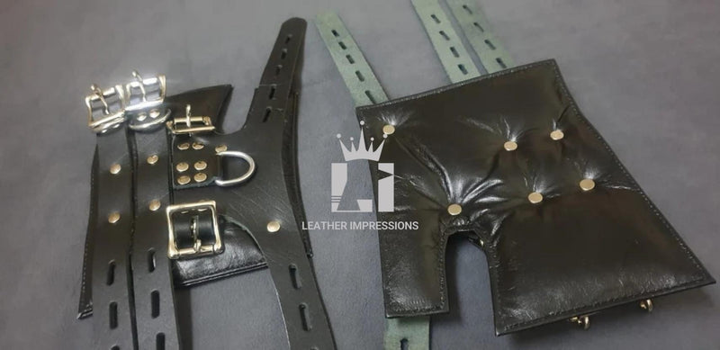 leather suspension cuffs, suspension cuffs, leather wrist cuffs, bondage suspension cuffs, bdsm suspension cuffs