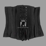 black leather underbust corset, underbust corset, leather corset