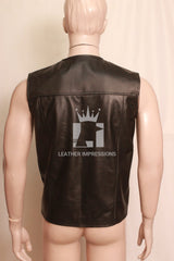 leather vest, gay leather vest, leather vest bdsm, bondage leather vest, Leather Sleeveless Vest