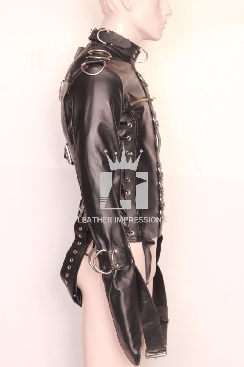 leather straitjacket bondage, leather straight jacket, straight jacket bdsm, leather straitjackets