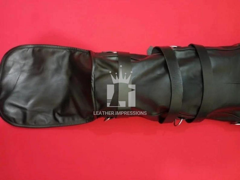 leather bodybag, leather sleepsack, leather sleep sack, leather bondage body bag, leather bondage sleep sack, self bondage sleep sack,