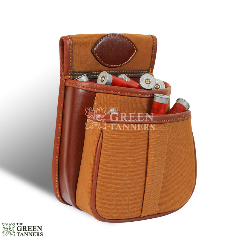 Canvas Leather Cartridge Bag, Canvas Belt Pouch, canvas cartridge bag, cartridge holder, shotgun cartridge bag, Leather Belt Pouch