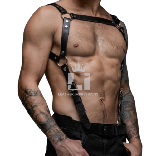 suspender harness, mens leather harness, leather harness