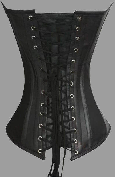 leather corset, leather overbust corset, black overbust corset