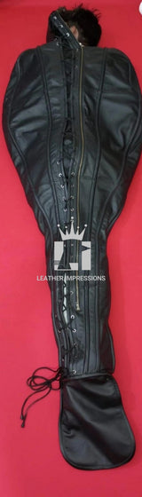 leather bodybag, leather sleepsack, leather sleep sack, leather bondage body bag, leather bondage sleep sack, self bondage sleep sack,