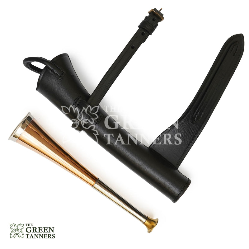 Fox Hunting Horn with Leather Case, Fox Hunting Horn, 3 Band Horn, Hunting Horn with Leather Case, fox hunting horn for sale, Fox Hunting Horn