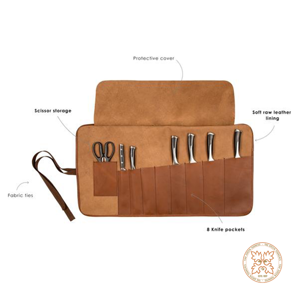 Classic Brown Knife Roll, Leather Tool Bag
