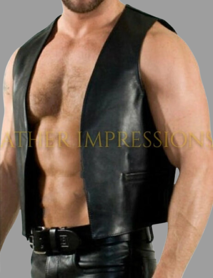 leather vest, gay leather vest, leather vest bdsm, bondage leather vest,