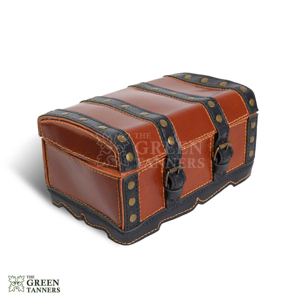 decorative leather chest box, treasure box, leather box, leather treasure box