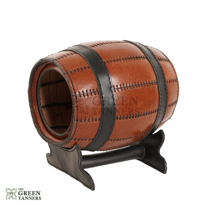 Leather Wine Barrel Holder, Leather Barrel Bottle Holder, Leather Barrel Bottle Holder