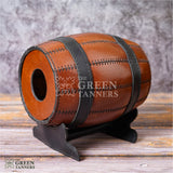 Leather Wine Barrel Holder, Leather Barrel Bottle Holder