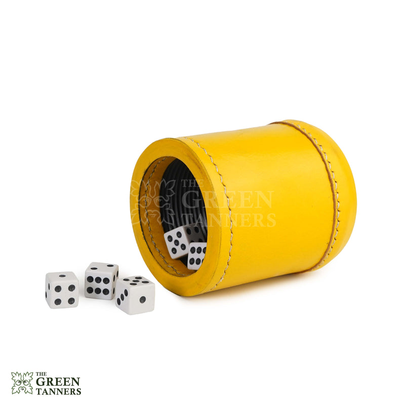 Leather Dice Cups, Yellow Dice Cup, Leather Dice Cup, 