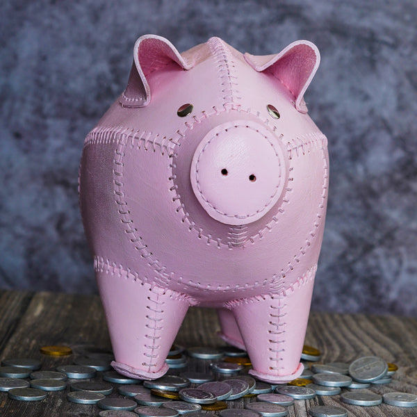 Leather Piggy Bank, Leather Money Box, Piggy Bank
