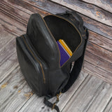 Black leather backpack, leather backpack, leather laptop bag, leather school bag, leather book bag, leather laptop backpack
