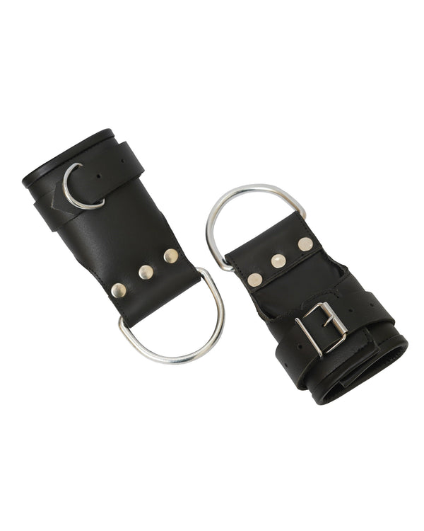 leather suspension cuffs, suspension cuffs, leather wrist cuffs, bondage suspension cuffs, bdsm suspension cuffs