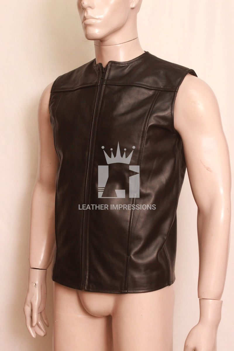 leather vest, gay leather vest, leather vest bdsm, bondage leather vest, Leather Sleeveless Vest