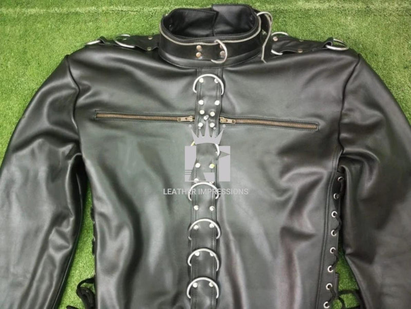 leather straitjacket bondage, leather straight jacket, straight jacket bdsm, leather straitjackets