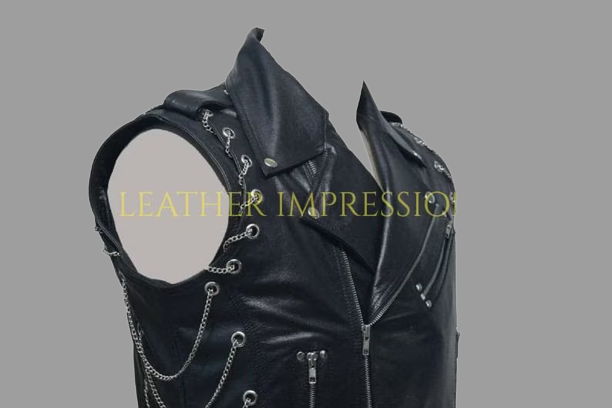 leather vest, gay leather vest, leather vest bdsm, bondage leather vest, leather jacket