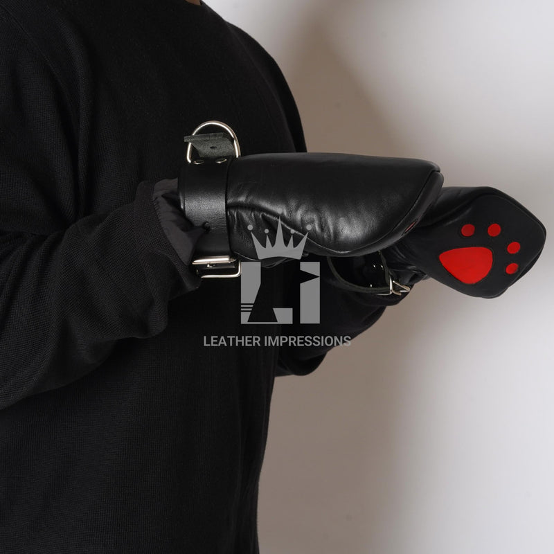 leather bondage mittens, leather mitts, leather bondage mitts, bdsm mittens, bdsm mitts, Bondage Mittens