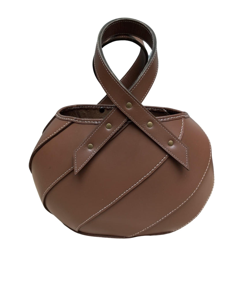 Round Tote bag, Leather Tote bag