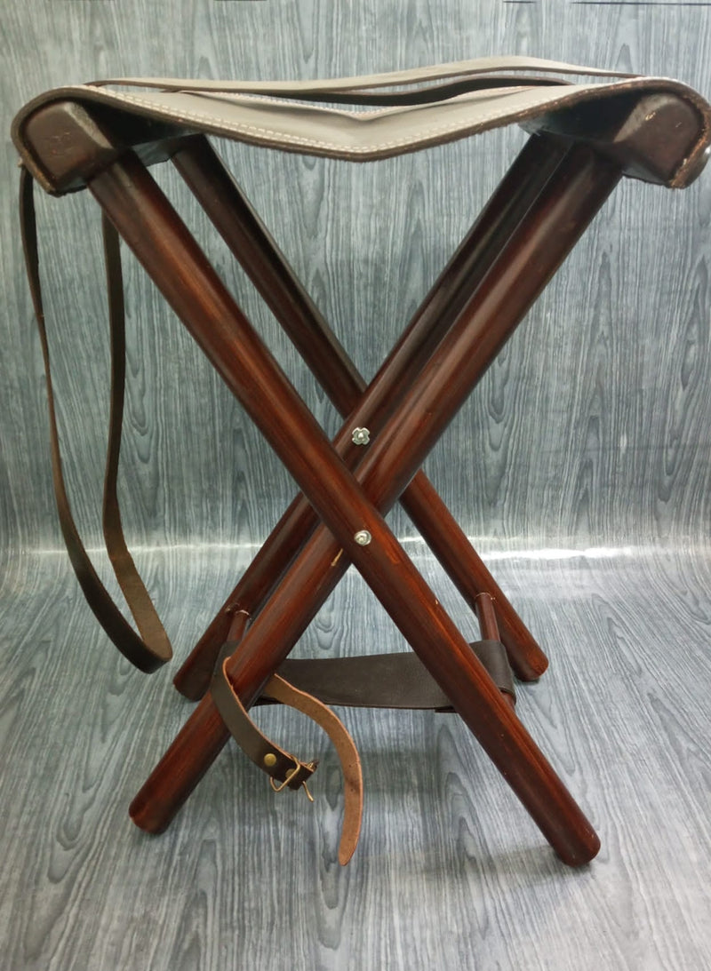 Leather Hunting Stool, Leather Camping Stool, Leather Folding Seat, Camping Stool