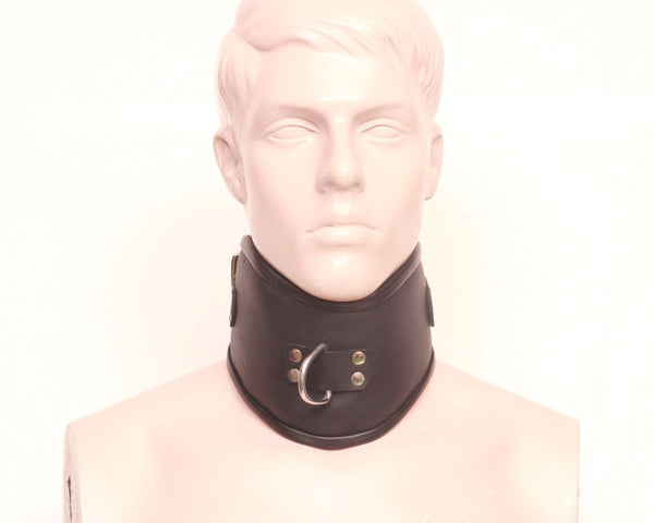 leather bdsm collar, leather bondage collar, leather slave collar, leather neck restraint, leather posture collar, posture collar bondage, bdsm posture collar