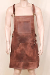 leather work apron, professional leather apron, Cross Back Leather apron, leather apron with towel strap, work aprons