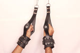 leather suspension cuffs, suspension cuffs, leather wrist cuffs, bondage suspension cuffs, bdsm suspension cuffs