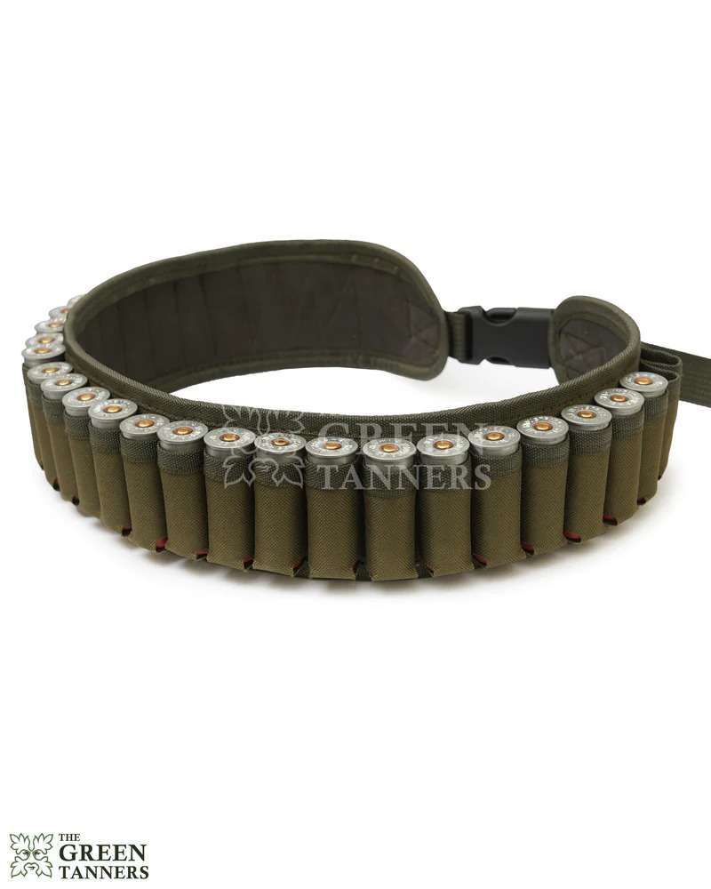 canvas cartridge belt, shooting shell holder, olive cartridge belt, canvas shooting shell holder, shotgun cartridge belt
