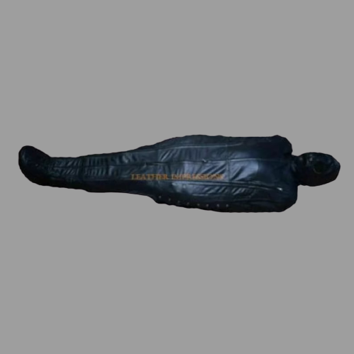 leather bodybag, leather sleepsack, leather sleep sack, leather bondage body bag, leather bondage sleep sack, self bondage sleep sack, mummy sleeping bag