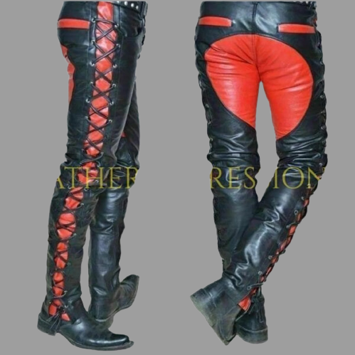 leather pants, leather BDSM Pants, Leather Bondage Pants, Gay Leather Pants, Leather pants mens, Genuine Leather Gay Laces Pants,