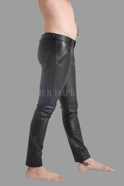 leather pants, leather bondage pants, leather BDSM pants, leather pants with back zipper, black leather pants