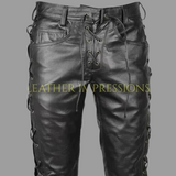 leather pants, leather BDSM Pants, Leather Bondage Pants, Gay Leather Pants, Leather pants mens, side lace up leather pants