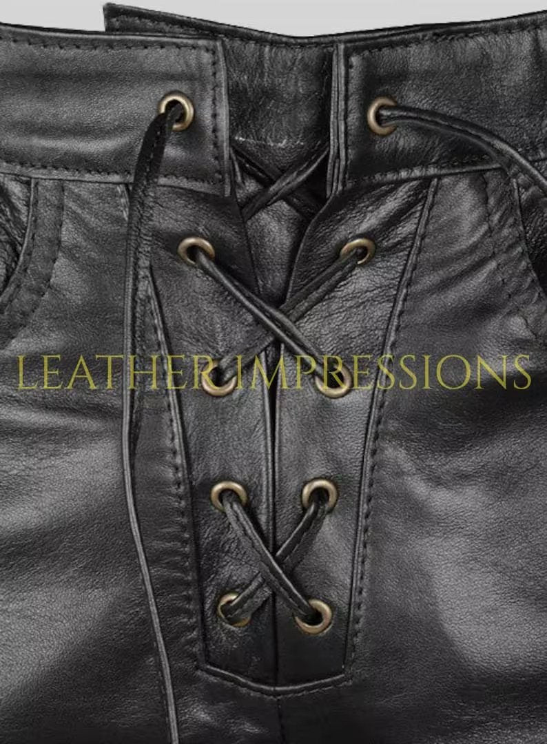leather pants, leather BDSM Pants, Leather Bondage Pants, Gay Leather Pants, Leather pants mens, side lace up leather pants 