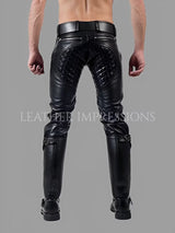 leather pants, leather BDSM Pants, Leather ondage pants, gay leather pants, leather pants mens, leather quilted pants