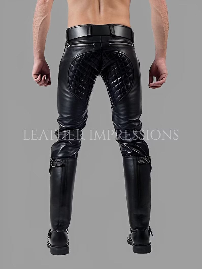 leather pants, leather BDSM Pants, Leather ondage pants, gay leather pants, leather pants mens, leather quilted pants