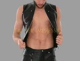 leather vest, gay leather vest, leather vest bdsm, bondage leather vest