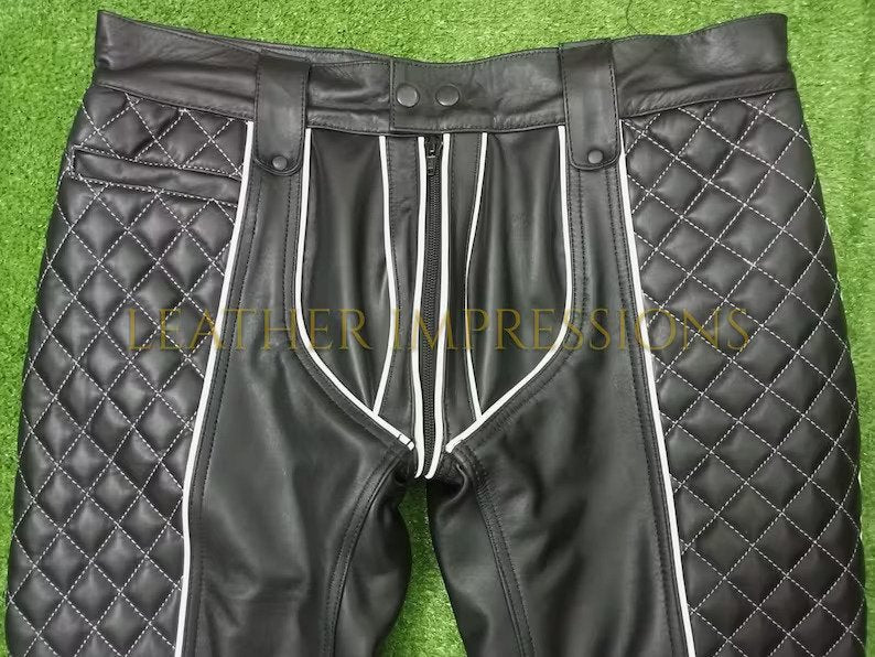 leather pants, leather BDSM Pants, Leather Bondage Pants, Gay Leather Pants, Leather pants mens, leather quilted pants