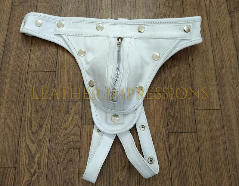 leather jockstrap, leather thong, leather underwear, BDSM Jockstrap, leather bondage jockstrap, zipped leather jockstrap, leather jockstrap with zipper
