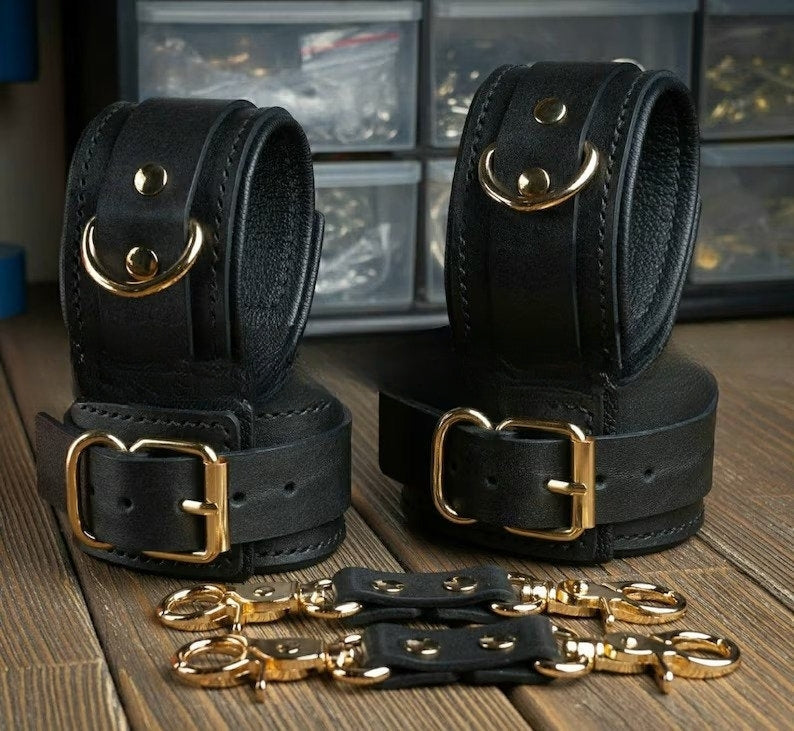 Leather Handcuffs, Leather Bondage Handcuffs, BDSM Handcuffs, Bondage Cuffs, bdsm handcuffs, bondage handcuffs, padded handcuffs, handcuffs bondage