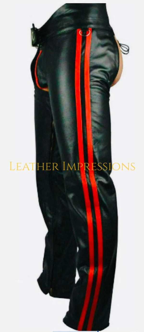 leather chaps, leather BDSM chaps, leather bondage chaps, gay leather chaps, leather chaps mens, leather assless chaps